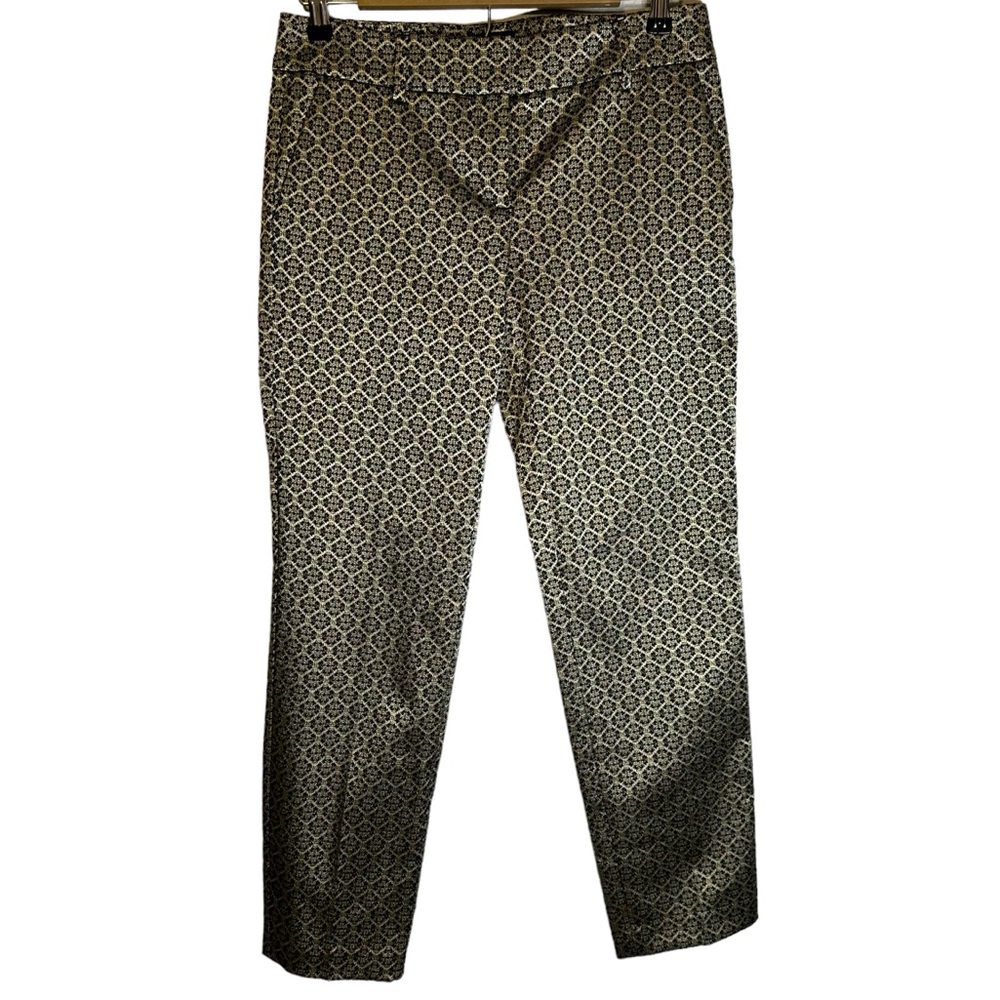 Ann Taylor Womens Metallic Brocade Patterned Slim Ankle Pants 2‎ Career Holiday